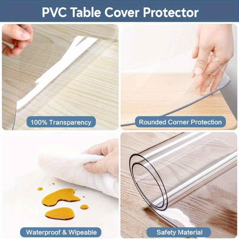 1pc Round Table Cover Protector, 2mm Clear Table Cover, PVC Table Pads,, Heat-, Pet Scratching Protection, Precise Size, Desk Protector Mat for Restaurant, Living Room, Office, Kitchen