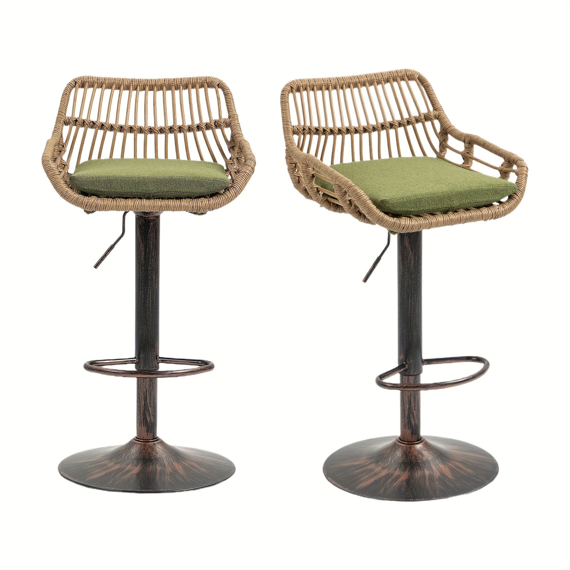 Modern Swivel Bar Stools Set Of 2 Adjustable Counter Height Chairs With Footrest For Kitchen, Dining Room