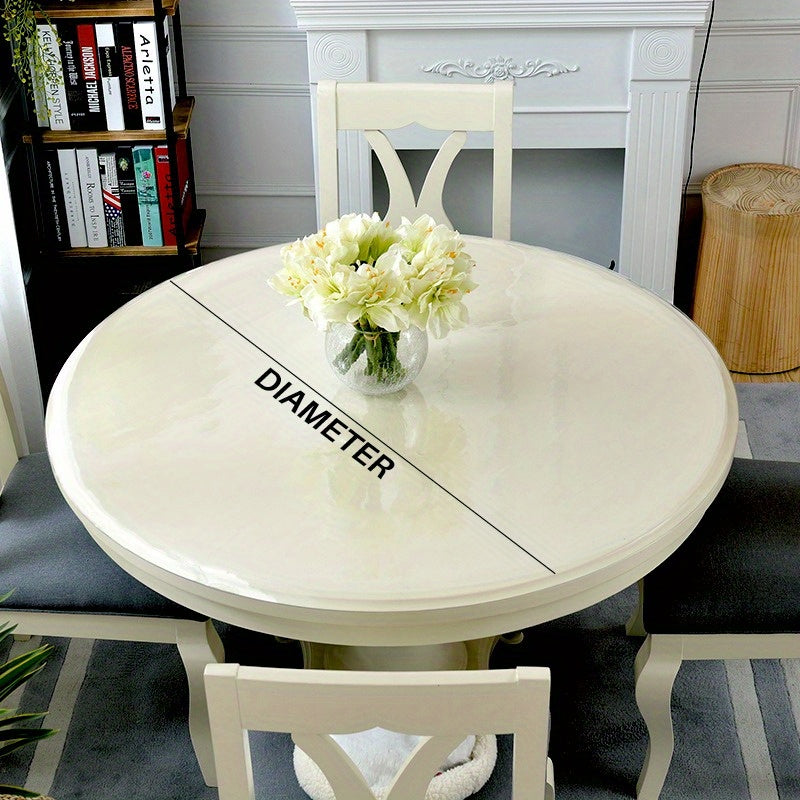 1pc Round Table Cover Protector, 2mm Clear Table Cover, PVC Table Pads,, Heat-, Pet Scratching Protection, Precise Size, Desk Protector Mat for Restaurant, Living Room, Office, Kitchen