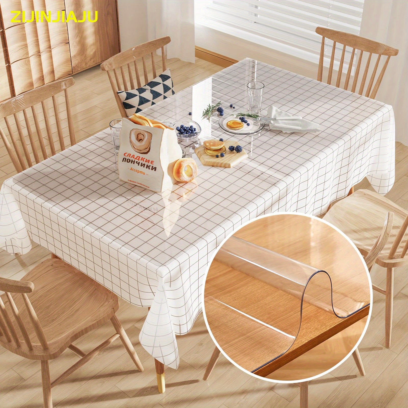 A Roll of Heavy-duty 1.5mm Thick Vinyl Table Mat, Anti-slip, Wear-resistant, Odorless Corrugated Packaging Table Mat, Suitable for Protecting Restaurant Tables and Kitchen Countertops.