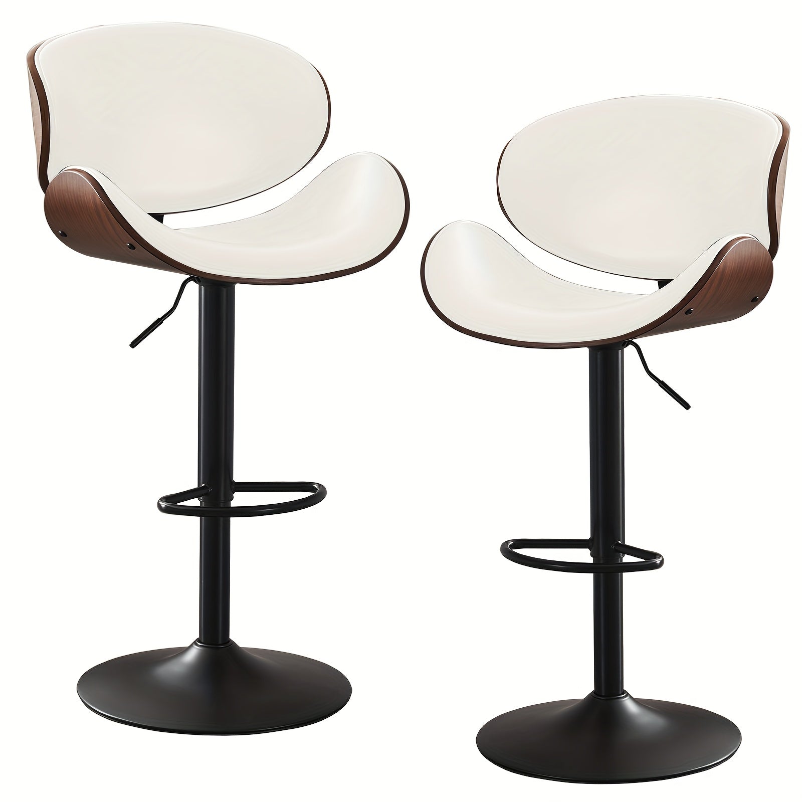 Bar Stools Set of 2\u002F4, Height-Adjustable Bar Stool Chairs, Faux Leather Upholstered Counter Height Wood Chairs with Ergonomic Backrest, Footrest And Sturdy Base, Fit for Kitchen Counter Dining Room Cafe