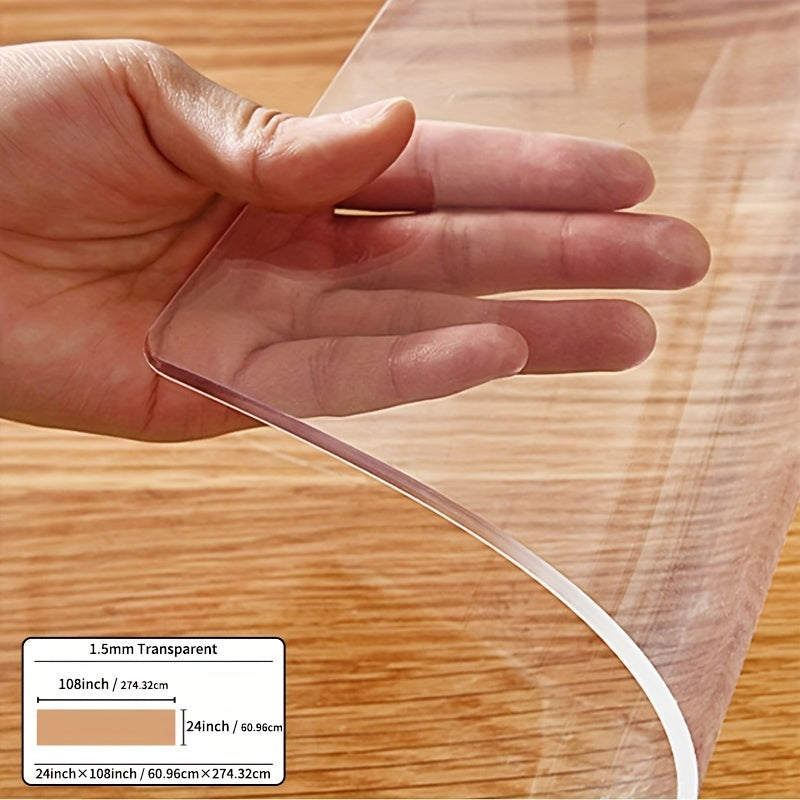 The 1.5mm Thick PVC Transparent Tablecloth Is High Quality, Easy to Clean,, and Heat-resistant. It Is a Transparent Table Mat, Table Pad, and Table Protection Film, Suitable for Various Settings Such as Home, Office Desks
