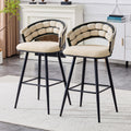 Bar Stools Set Of 2, Modern Velvet Counter Height Upholstered Bar Chairs with Soft Padded Seat And Backrest, Black Iron Legs Kitchen Island Stools, Luxury Breakfast Bar Chairs for Kitchen, Dining Room, Apartment, Home Bar
