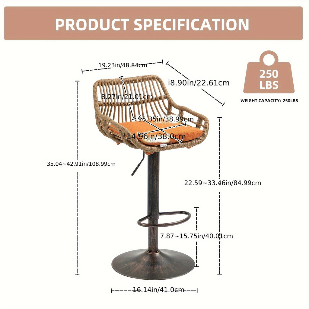 Modern Swivel Bar Stools Set Of 2 Adjustable Counter Height Chairs With Footrest For Kitchen, Dining Room