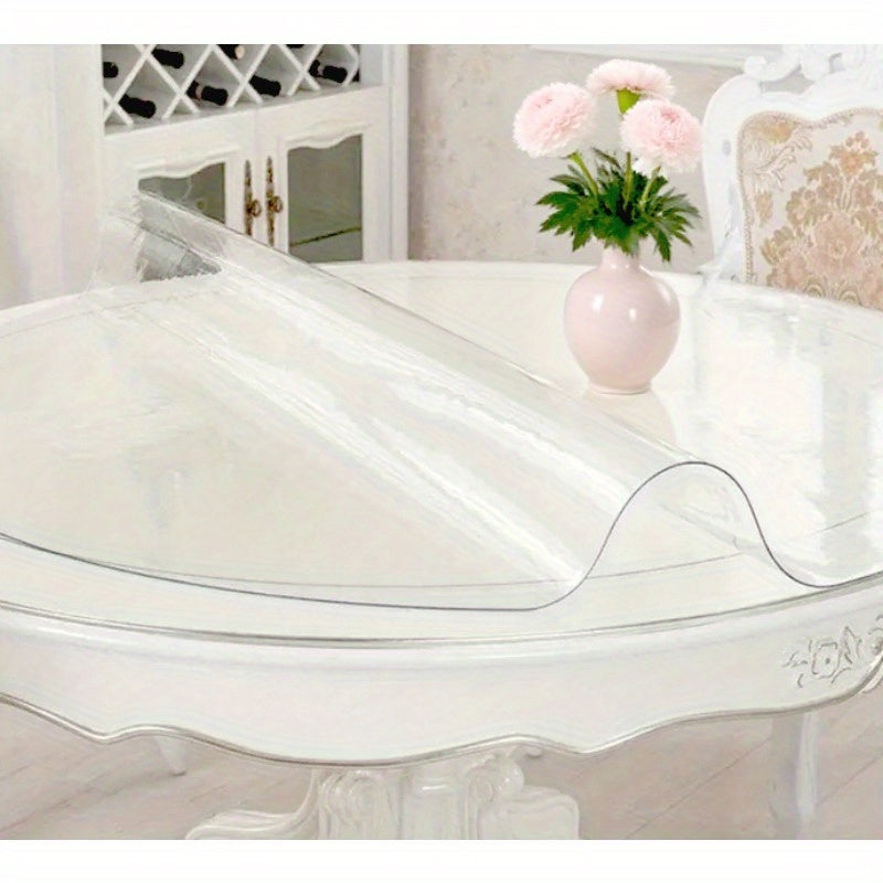1pc Round Table Cover Protector, 2mm Clear Table Cover, PVC Table Pads,, Heat-, Pet Scratching Protection, Precise Size, Desk Protector Mat for Restaurant, Living Room, Office, Kitchen