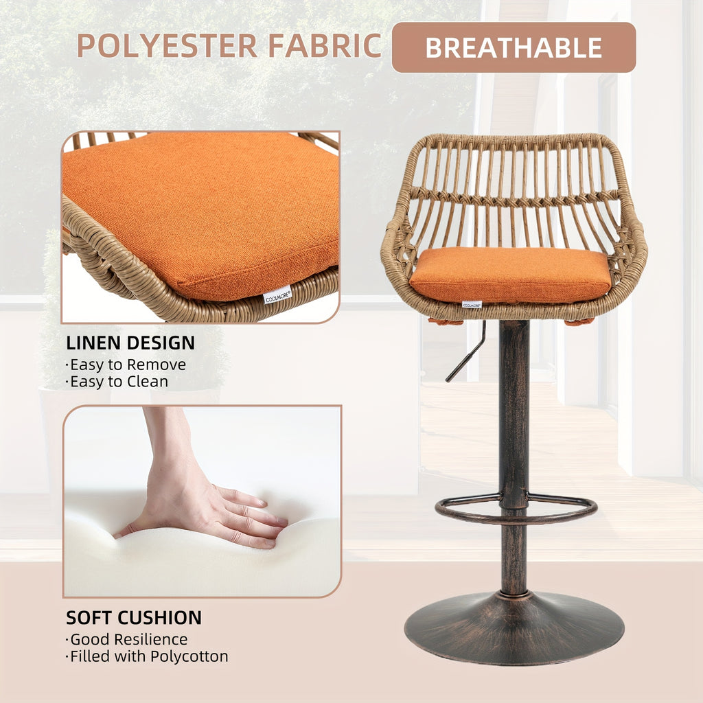 Modern Swivel Bar Stools Set Of 2 Adjustable Counter Height Chairs With Footrest For Kitchen, Dining Room