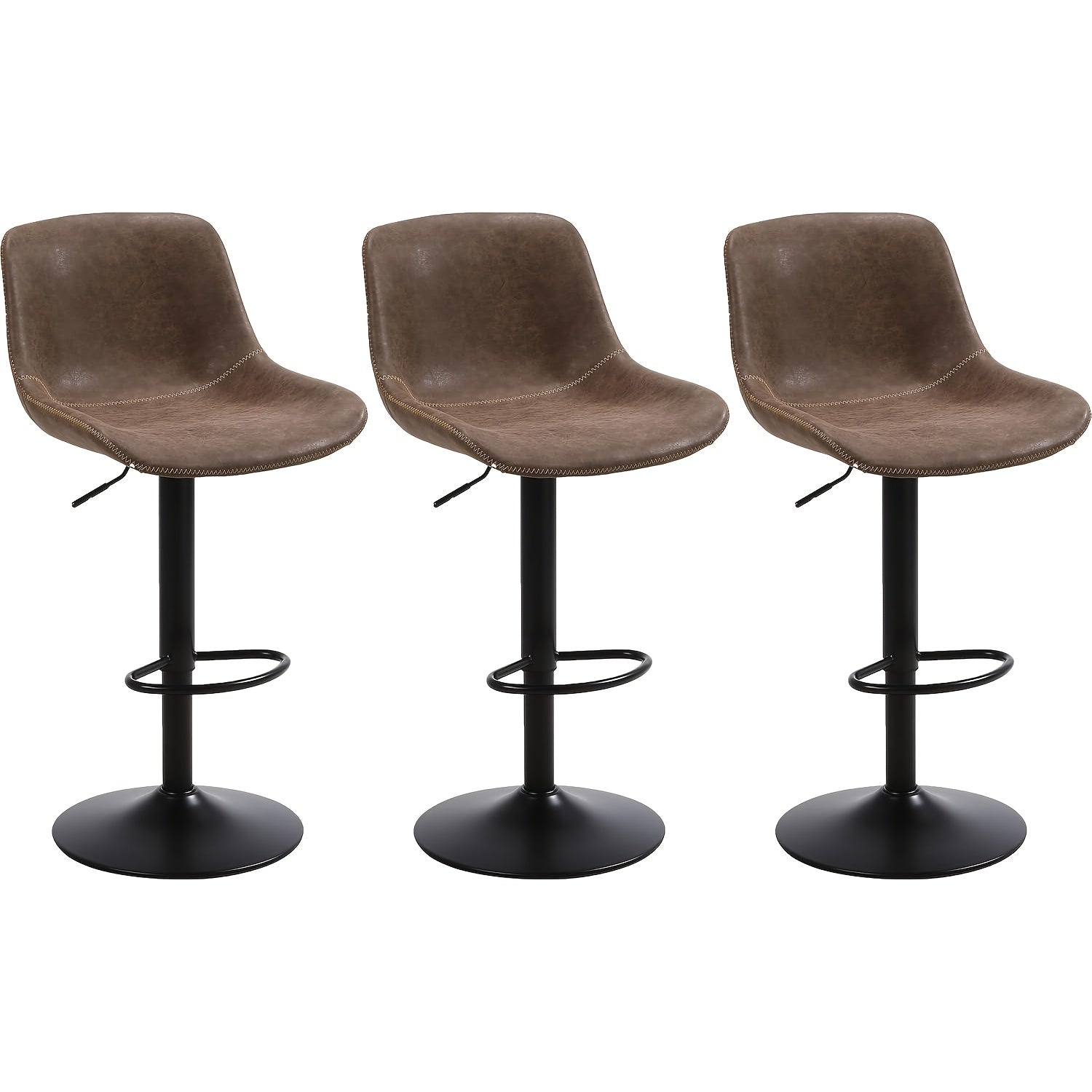 Swivel Bar Stool Set - Adjustable Height Modern Counter Stools for Kitchen, Pub & Entertaining, Armless In Brown\u002FDark Grey