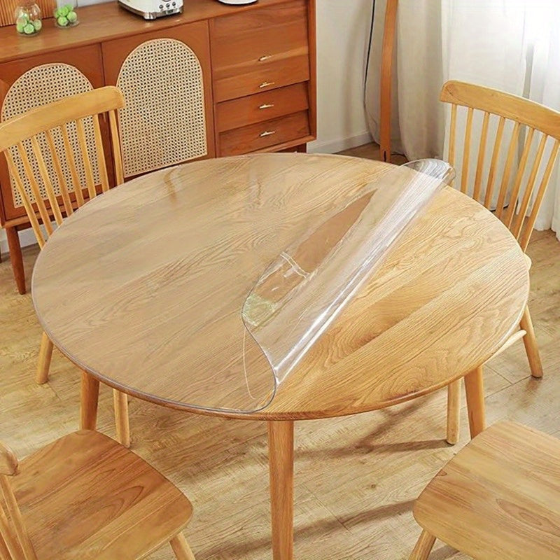 1pc Round Table Cover Protector, 2mm Clear Table Cover, PVC Table Pads,, Heat-, Pet Scratching Protection, Precise Size, Desk Protector Mat for Restaurant, Living Room, Office, Kitchen