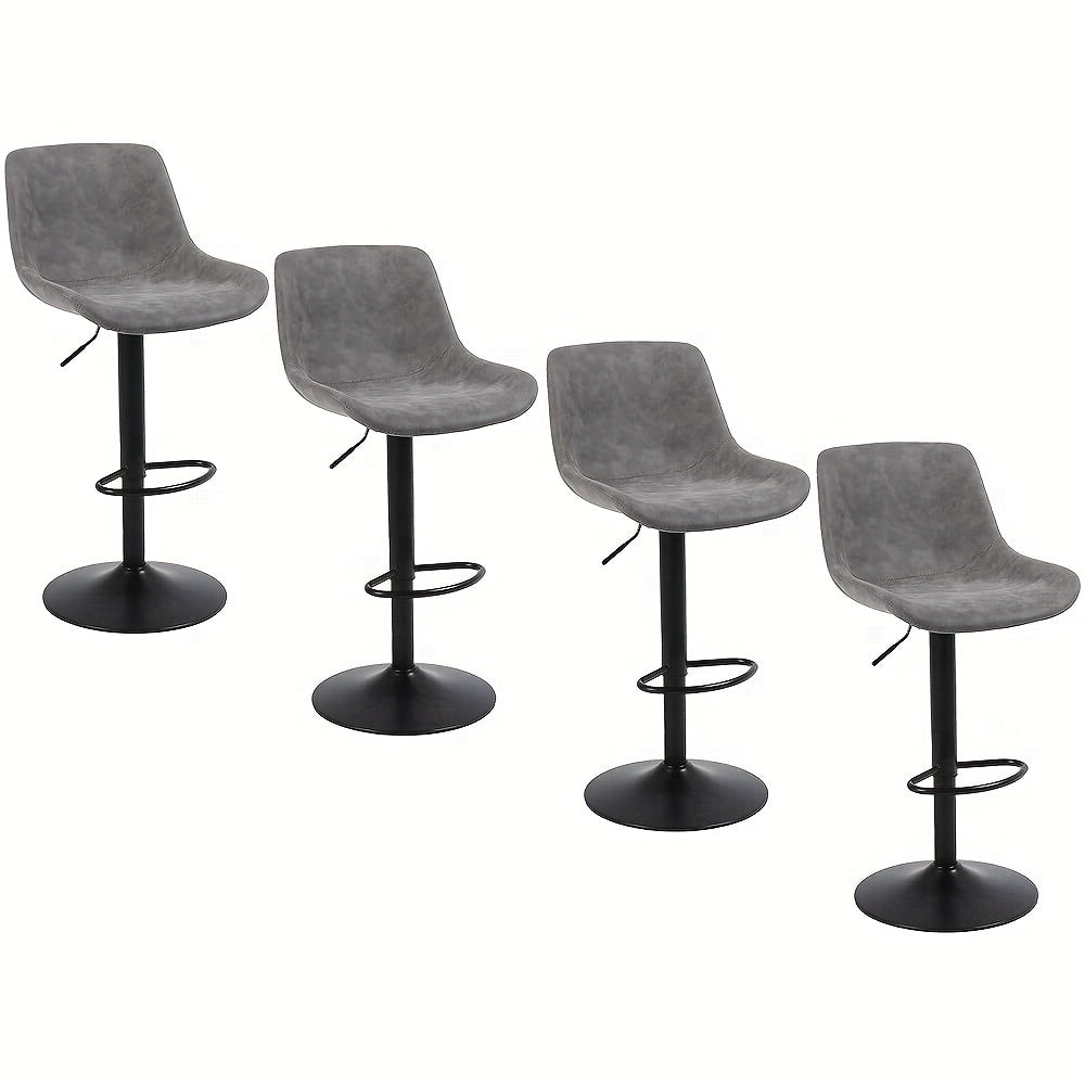 Swivel Bar Stool Set - Adjustable Height Modern Counter Stools for Kitchen, Pub & Entertaining, Armless In Brown\u002FDark Grey
