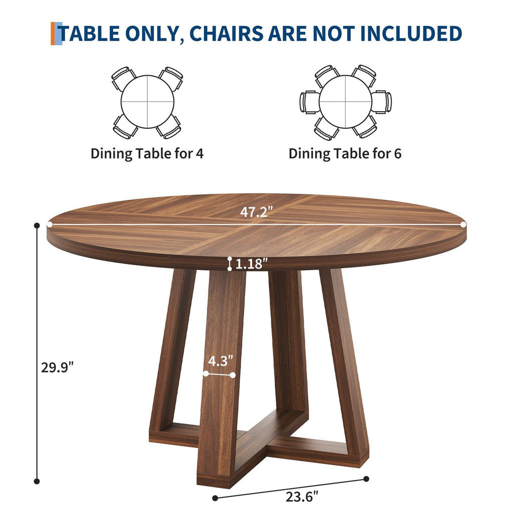 New Upgraded Dining Room Table Round Dining Table with Four Square Pillars, P2\u002F PB Model, Dual-Sided Melamine Surface, 30mm Faux Thickness Design, Pack of 1