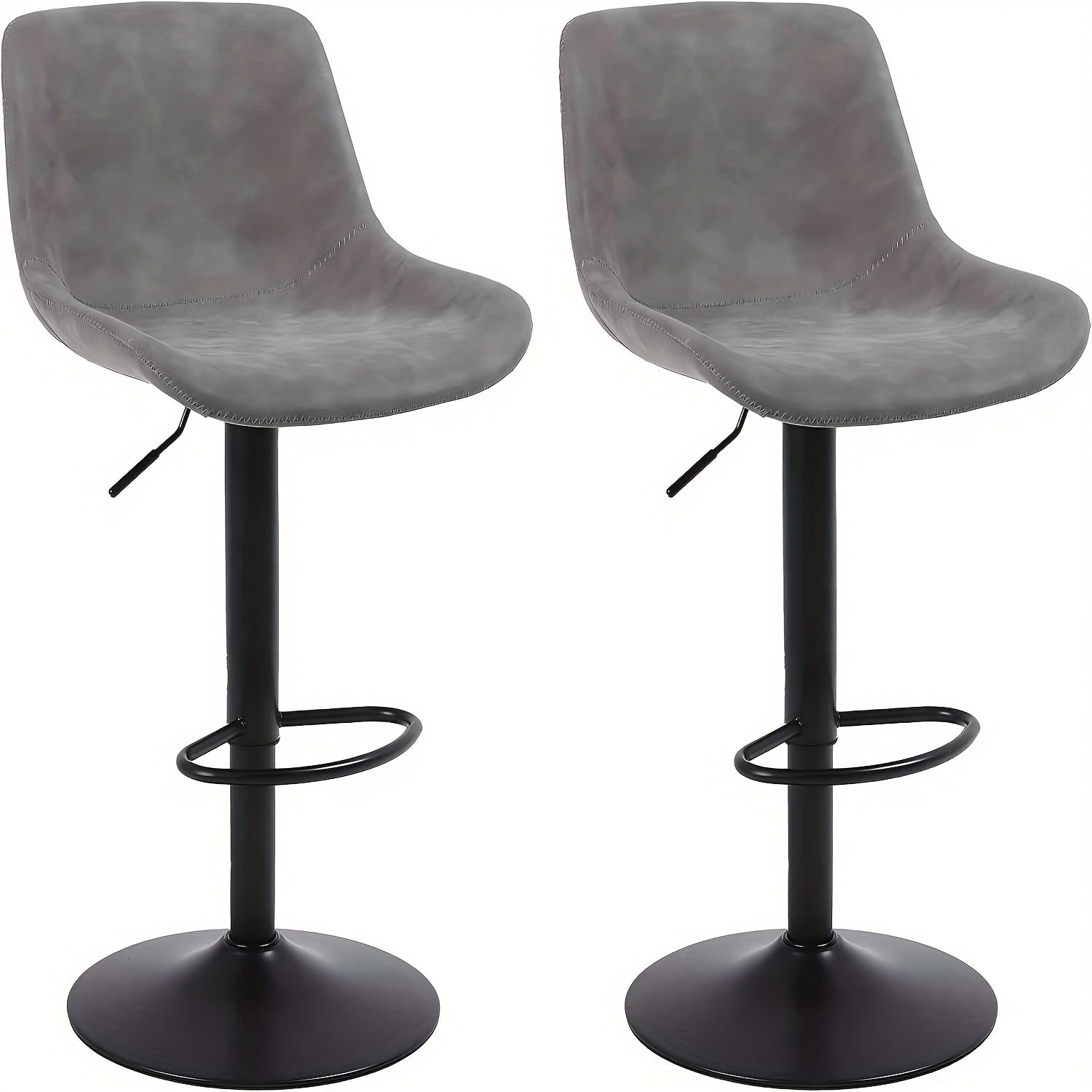 Swivel Bar Stool Set - Adjustable Height Modern Counter Stools for Kitchen, Pub & Entertaining, Armless In Brown\u002FDark Grey