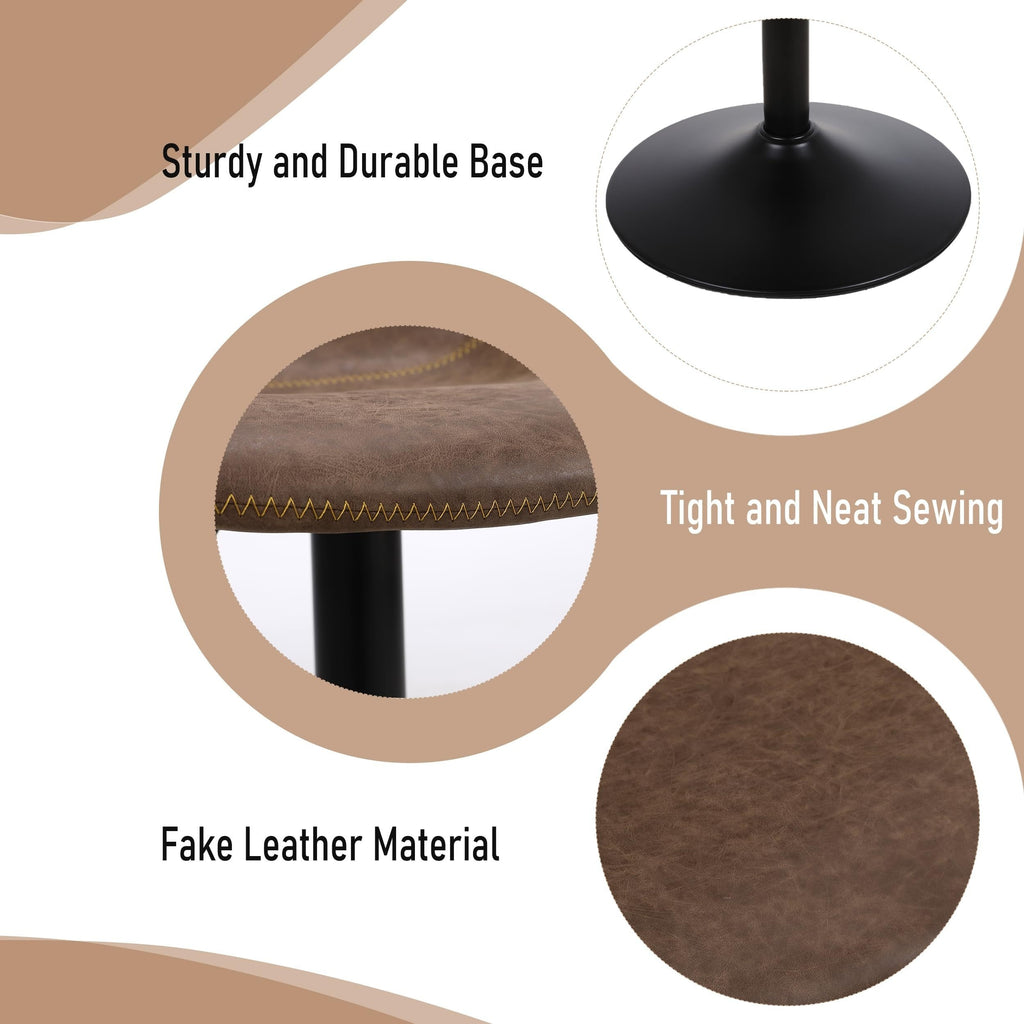 Swivel Bar Stool Set - Adjustable Height Modern Counter Stools for Kitchen, Pub & Entertaining, Armless In Brown\u002FDark Grey