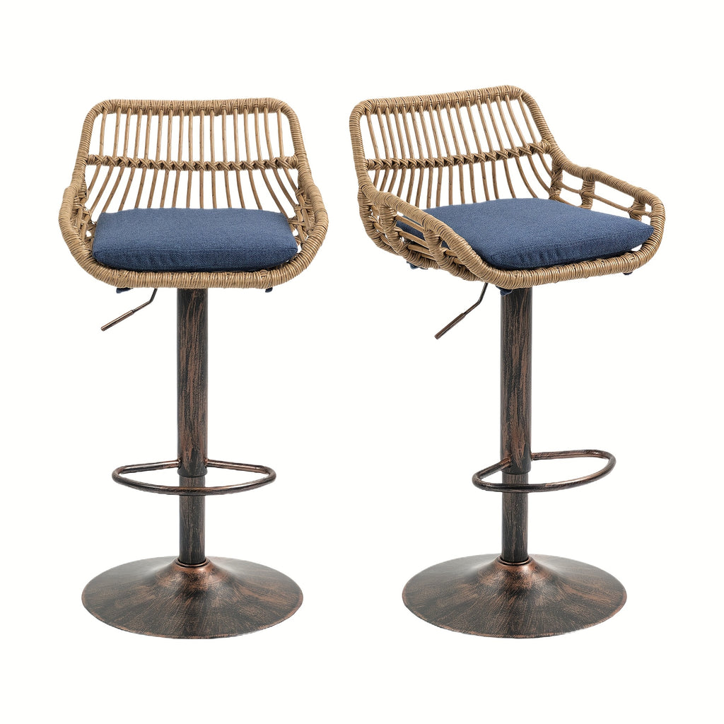 Modern Swivel Bar Stools Set Of 2 Adjustable Counter Height Chairs With Footrest For Kitchen, Dining Room