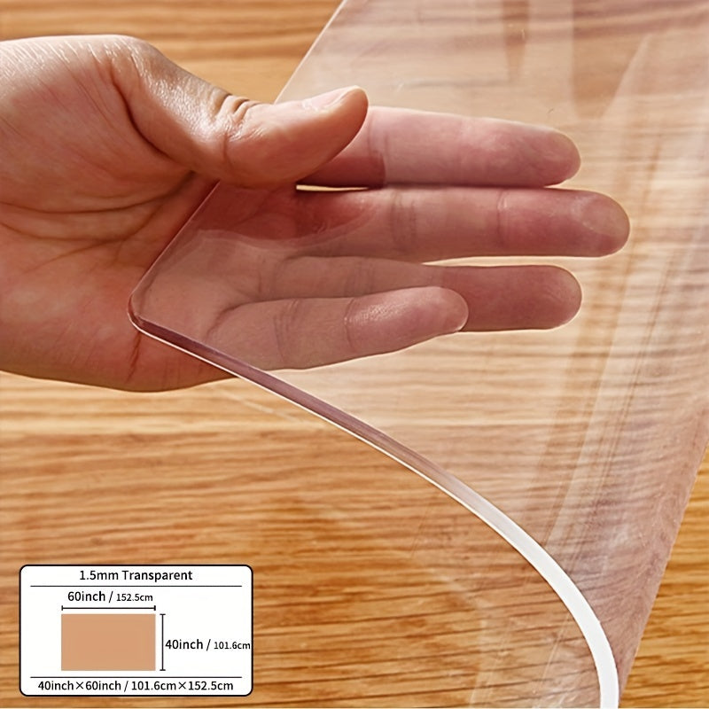 The 1.5mm Thick PVC Transparent Tablecloth Is High Quality, Easy to Clean,, and Heat-resistant. It Is a Transparent Table Mat, Table Pad, and Table Protection Film, Suitable for Various Settings Such as Home, Office Desks