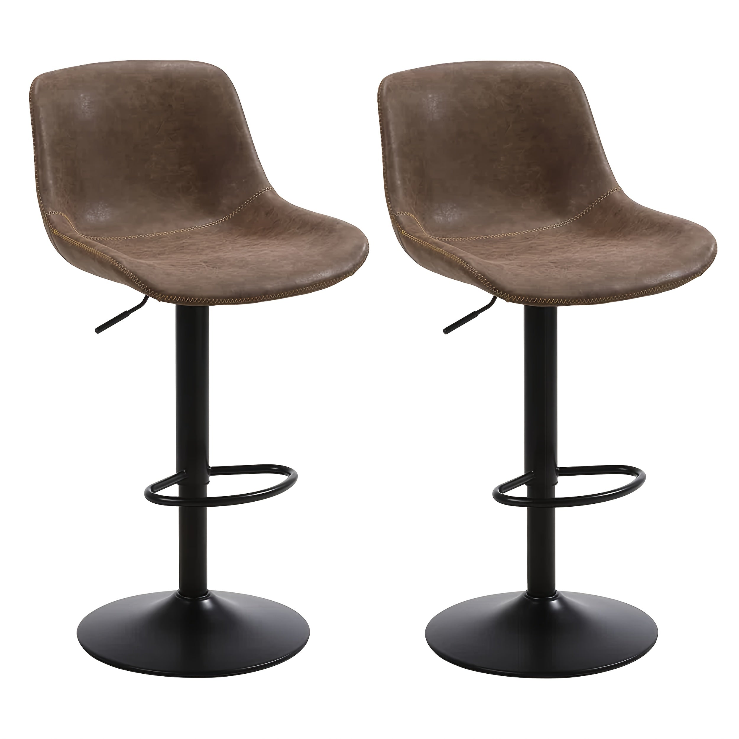 Swivel Bar Stool Set - Adjustable Height Modern Counter Stools for Kitchen, Pub & Entertaining, Armless In Brown\u002FDark Grey