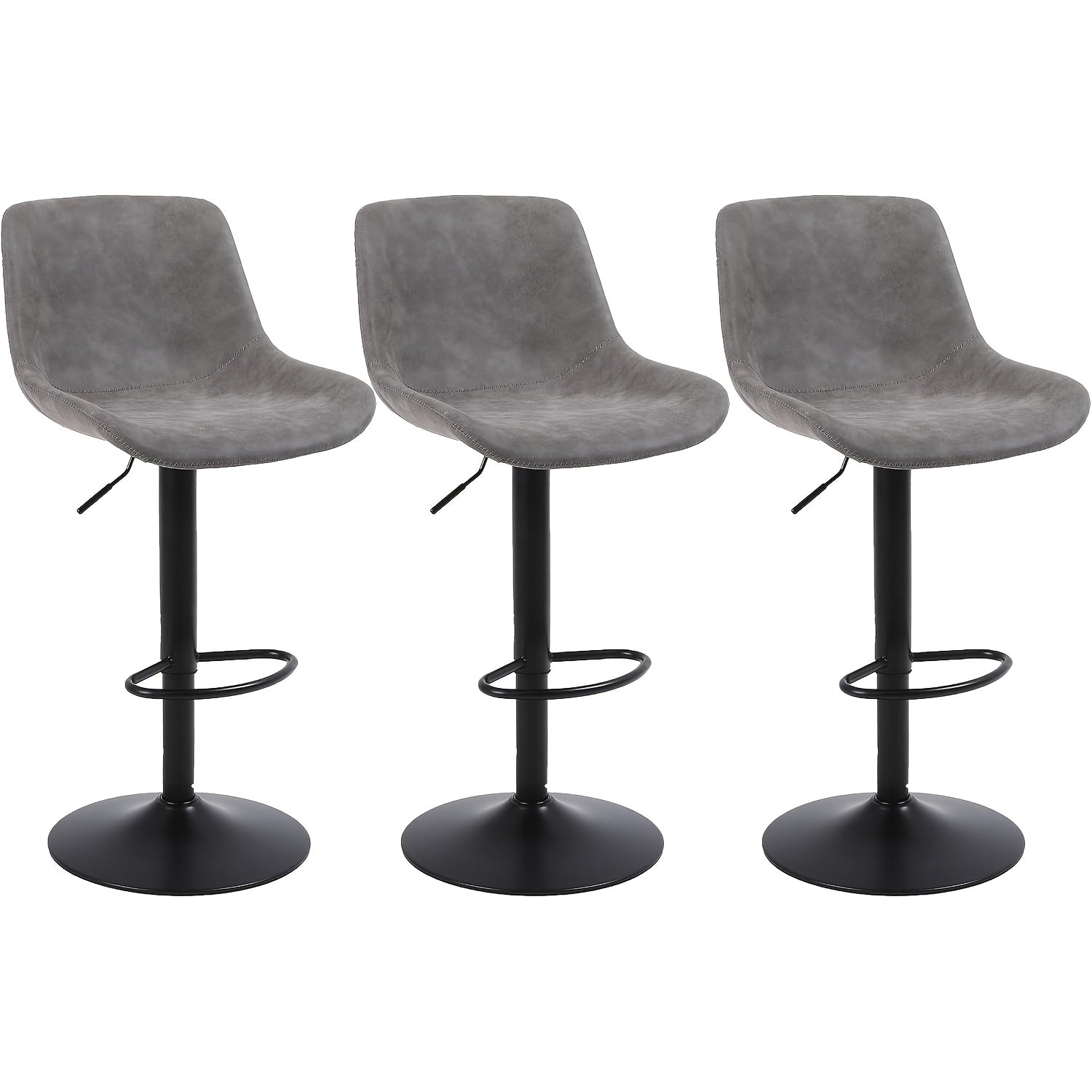 Swivel Bar Stool Set - Adjustable Height Modern Counter Stools for Kitchen, Pub & Entertaining, Armless In Brown\u002FDark Grey