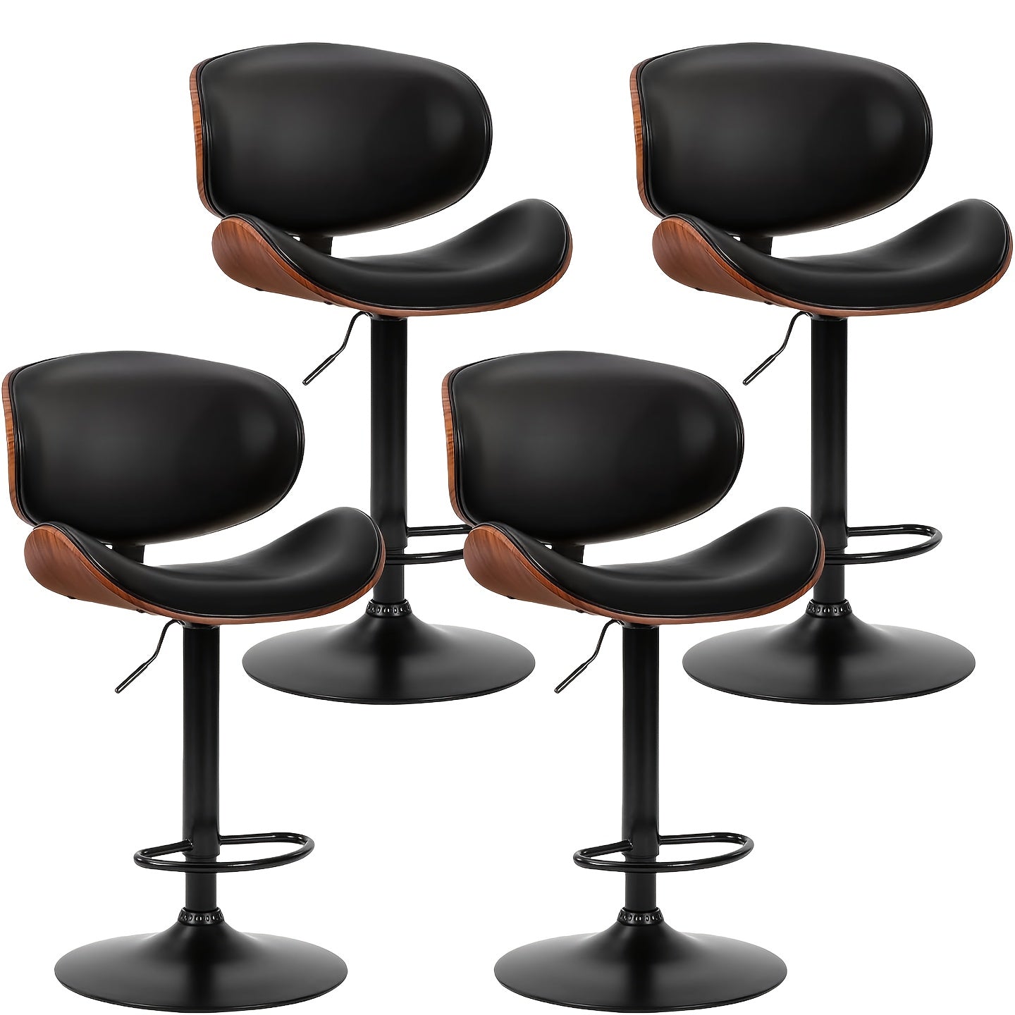 Two Piece for bar Stool Set with Adjustable Height, Featuring PU Leather Seat Cushion, Ergonomic Backrest, And Footrest, Plus Non-Slip Rubber Base Perfect for Bars And Home Kitchen Islands.