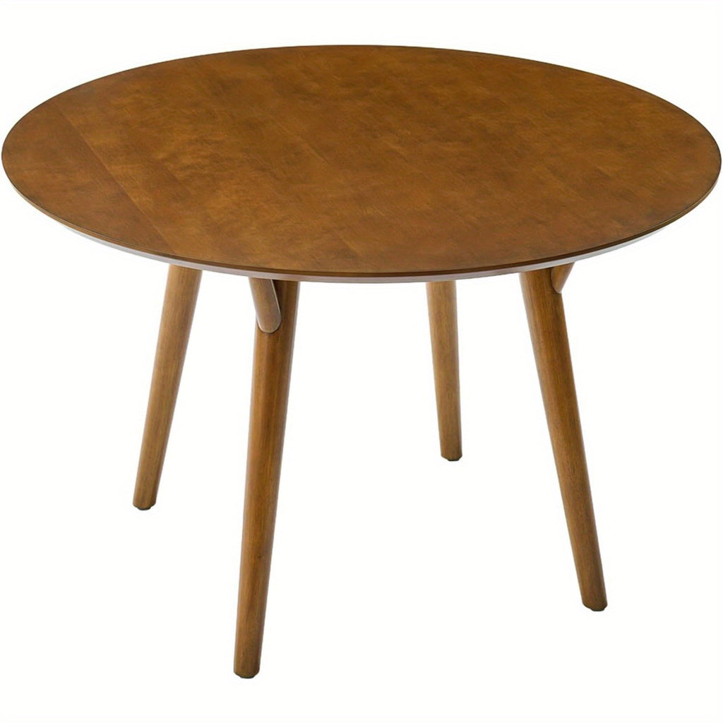 Round Dining Table, Mid Century Modern Wood Kitchen Dinner Table with Solid Wood Legs