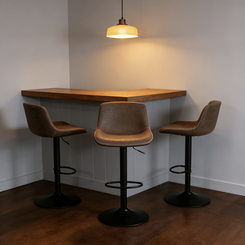 Swivel Bar Stool Set - Adjustable Height Modern Counter Stools for Kitchen, Pub & Entertaining, Armless In Brown\u002FDark Grey