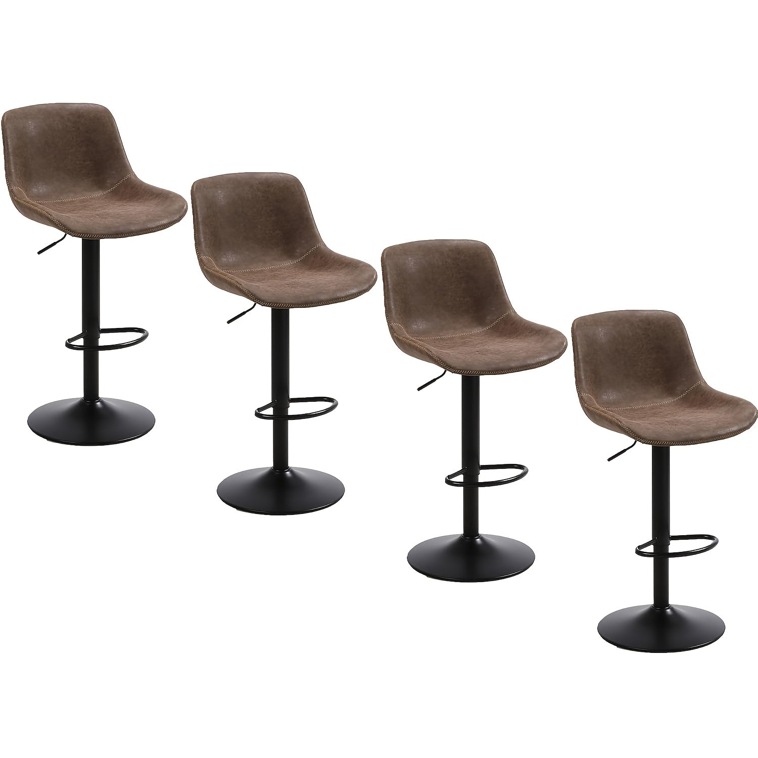 Swivel Bar Stool Set - Adjustable Height Modern Counter Stools for Kitchen, Pub & Entertaining, Armless In Brown\u002FDark Grey