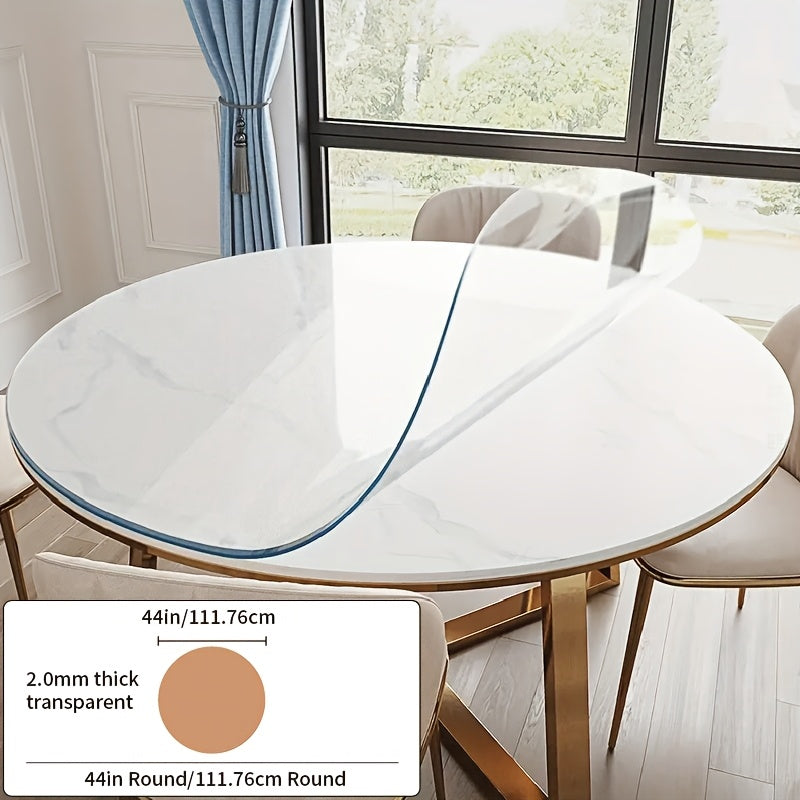 46 Inch Transparent Round Table Protection Pad, 2.0Mm Thick Desktop Protection Pad, And PVC, Suitable for Circular Desktop, Office Desk, Dining Table
