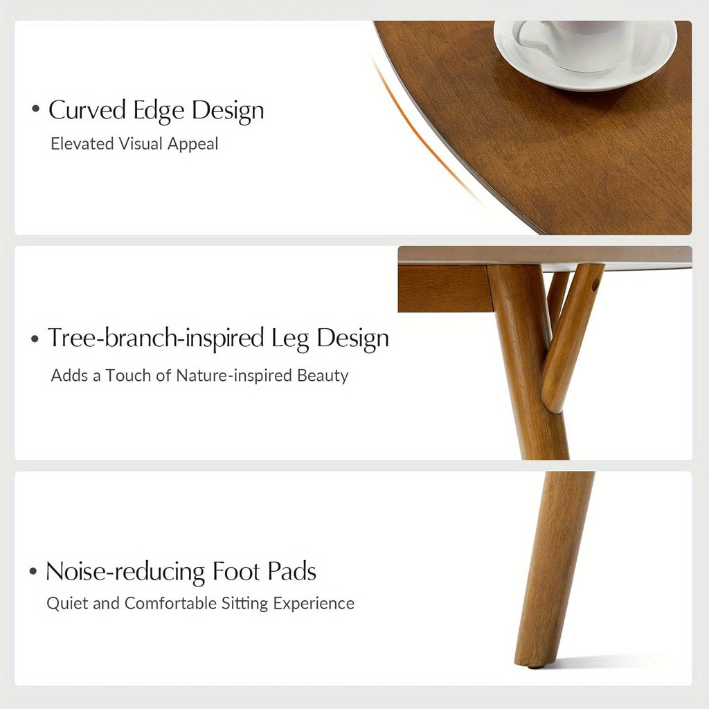 Round Dining Table, Mid Century Modern Wood Kitchen Dinner Table with Solid Wood Legs