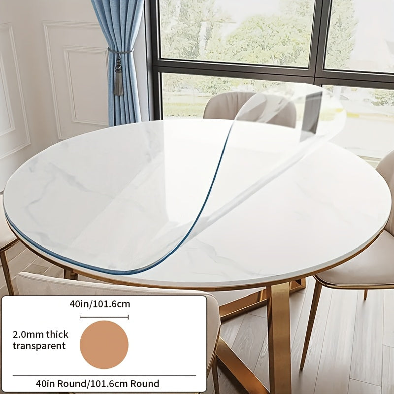 46 Inch Transparent Round Table Protection Pad, 2.0Mm Thick Desktop Protection Pad, And PVC, Suitable for Circular Desktop, Office Desk, Dining Table