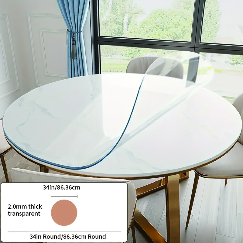 46 Inch Transparent Round Table Protection Pad, 2.0Mm Thick Desktop Protection Pad, And PVC, Suitable for Circular Desktop, Office Desk, Dining Table
