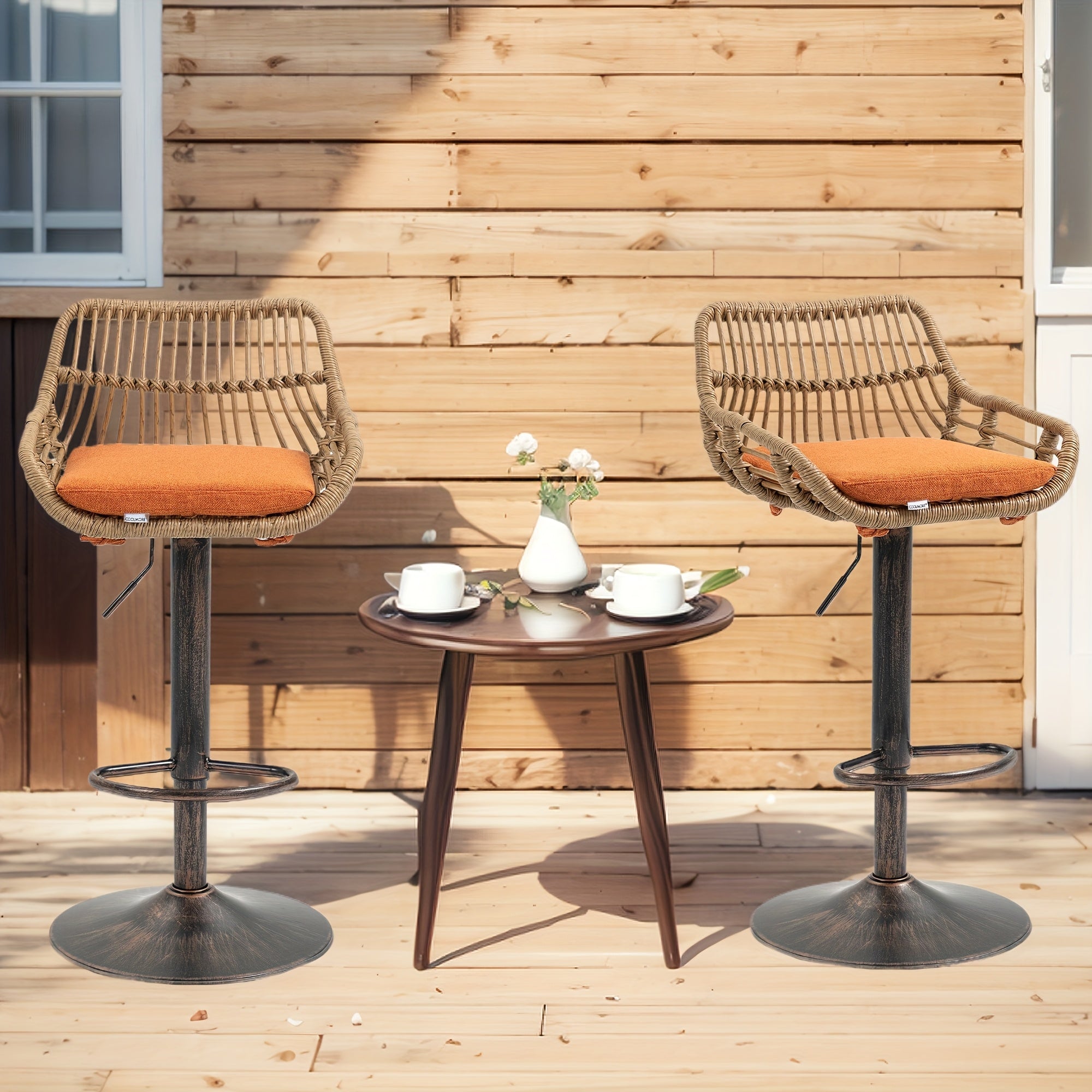 Modern Swivel Bar Stools Set Of 2 Adjustable Counter Height Chairs With Footrest For Kitchen, Dining Room