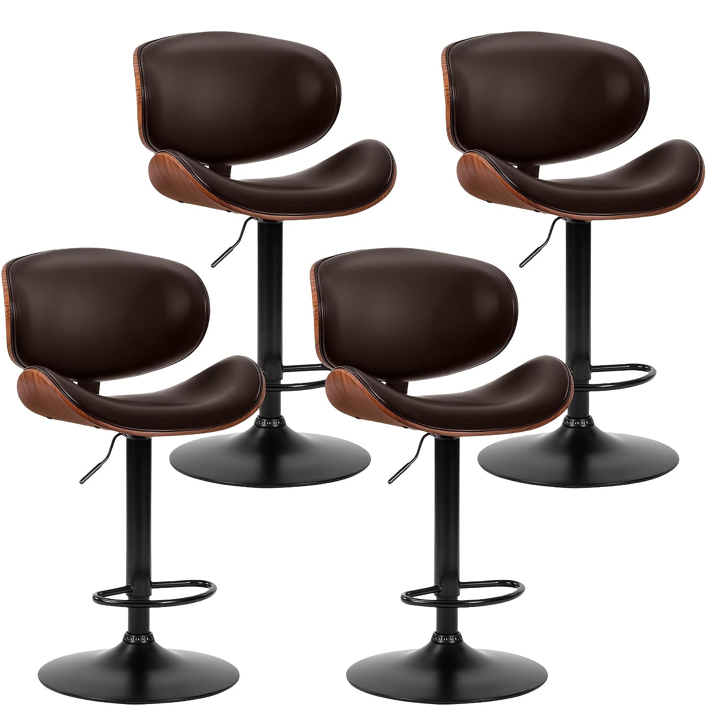 Two Piece for bar Stool Set with Adjustable Height, Featuring PU Leather Seat Cushion, Ergonomic Backrest, And Footrest, Plus Non-Slip Rubber Base Perfect for Bars And Home Kitchen Islands.