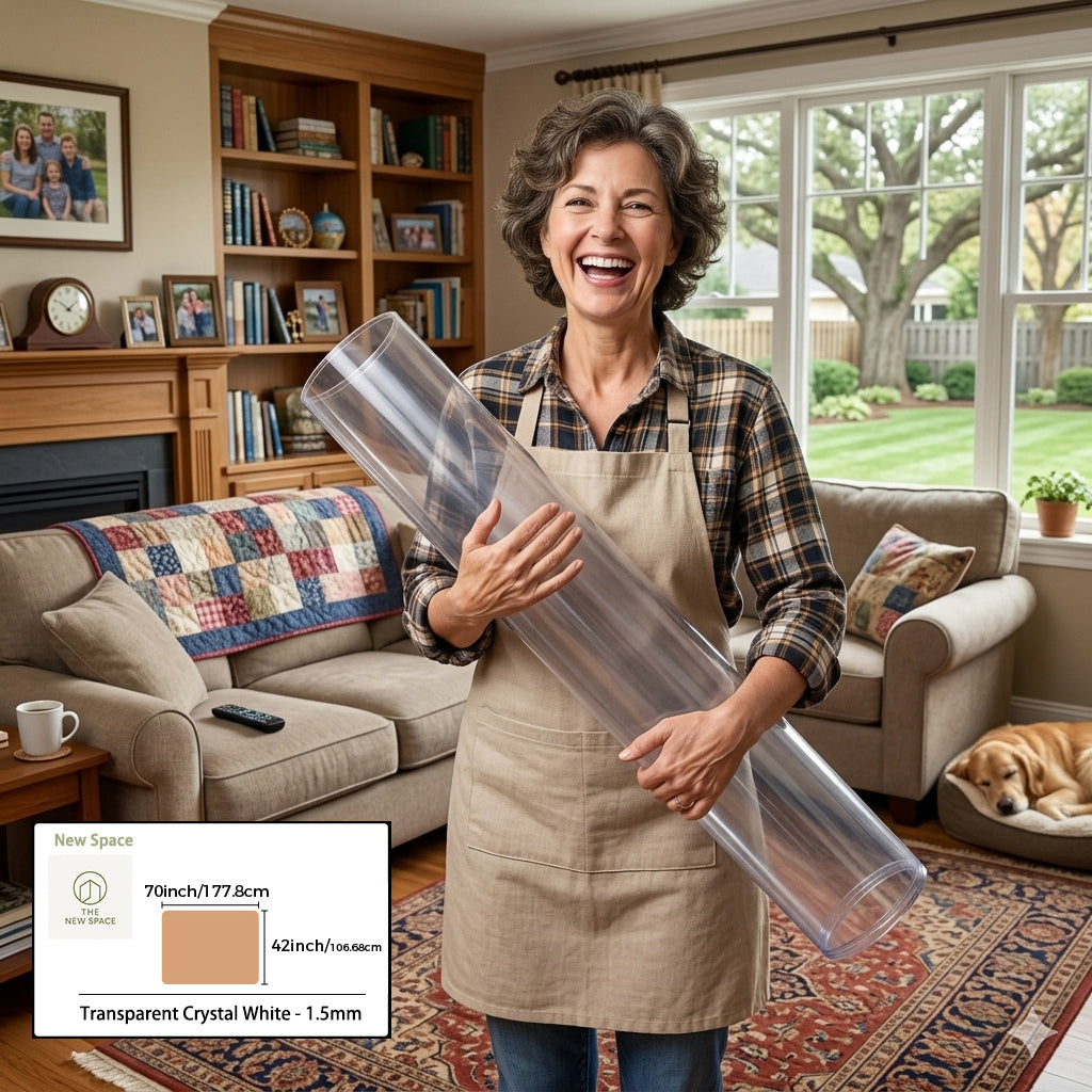 A Roll of Heavy-duty 1.5mm Thick Vinyl Table Mat, Anti-slip, Wear-resistant, Odorless Corrugated Packaging Table Mat, Suitable for Protecting Restaurant Tables and Kitchen Countertops.