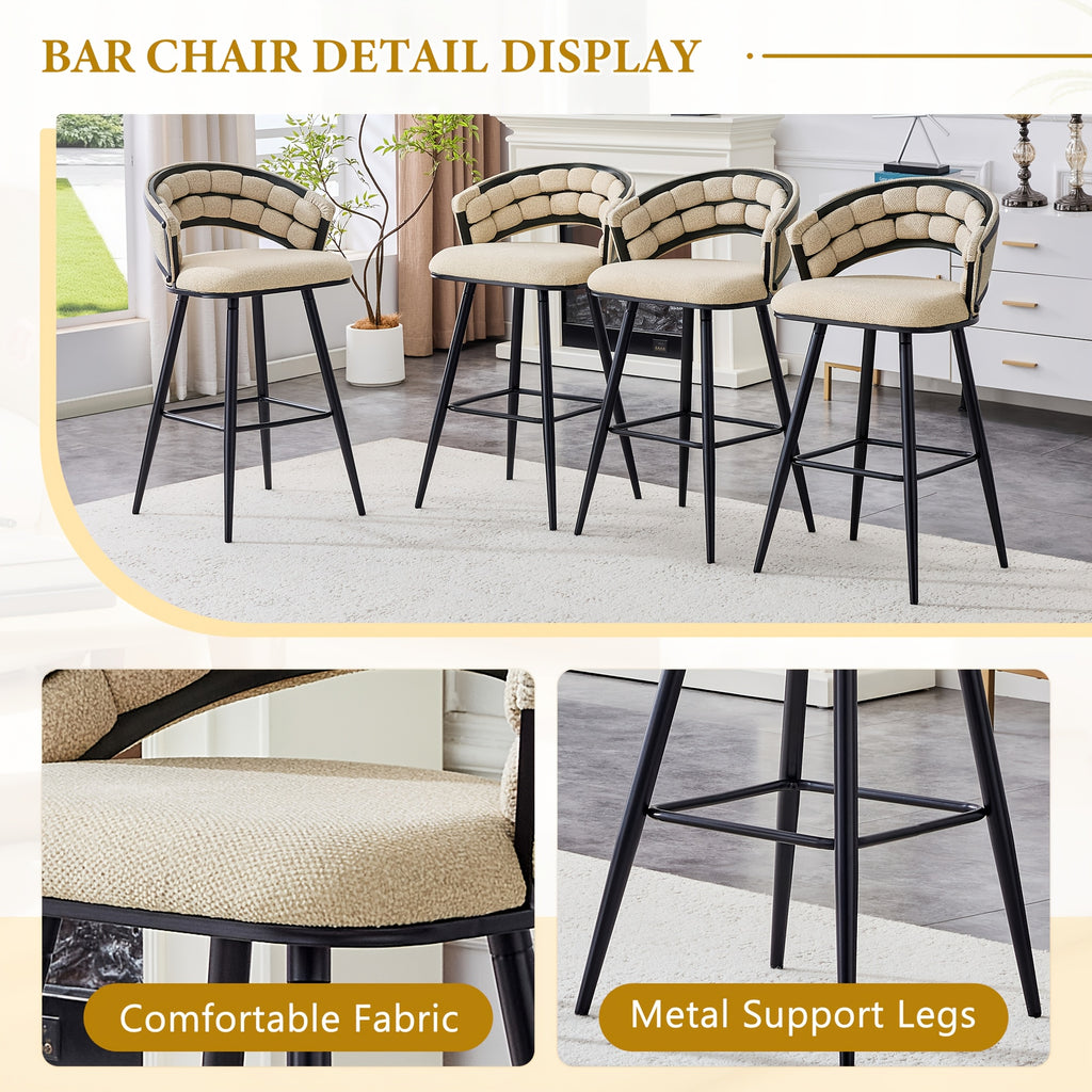 Bar Stools Set Of 2, Modern Velvet Counter Height Upholstered Bar Chairs with Soft Padded Seat And Backrest, Black Iron Legs Kitchen Island Stools, Luxury Breakfast Bar Chairs for Kitchen, Dining Room, Apartment, Home Bar