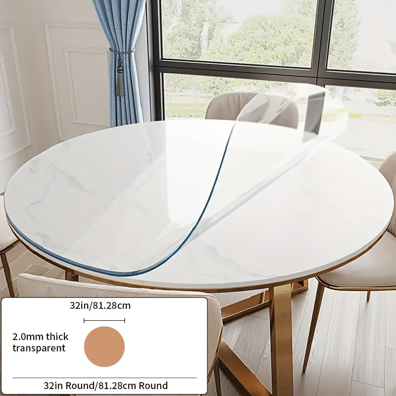 46 Inch Transparent Round Table Protection Pad, 2.0Mm Thick Desktop Protection Pad, And PVC, Suitable for Circular Desktop, Office Desk, Dining Table