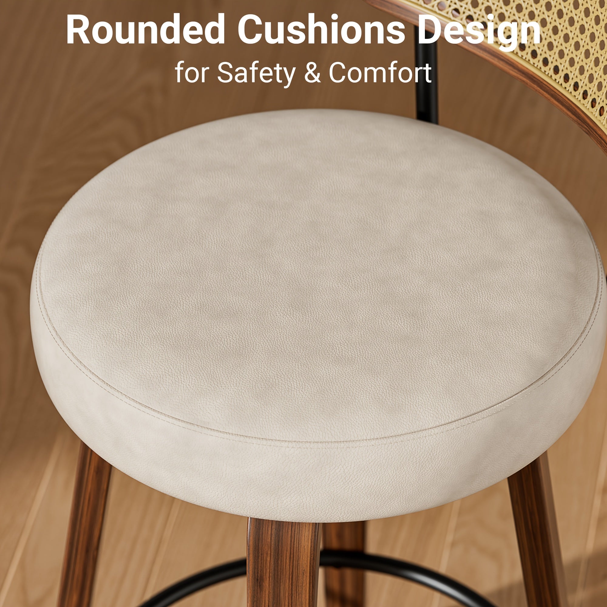 1\u002F2\u002F3\u002F4pcs High-End Faux Leather Bar Stools, 360° Swivel Counter Chairs with Thick Cushion, Curved Bentwood Legs & Durable Rubberwood Frame, Luxury Modern Seating for Kitchen & Dining