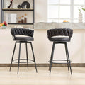 2\u002F4pcs Dark Brown Modern Bar Stool, Adjustable Faux Leather Upholstered Swivel CounterStools with Woven Back, for Restaurant, Cafe, Modern Bar Stool, Thickened Seat Cushion Souare Lsland Barstools with Back
